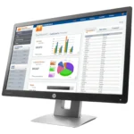 نمای مایل به چپ مانیتور 23 اینچ اچ پی مدل EliteDisplay E232