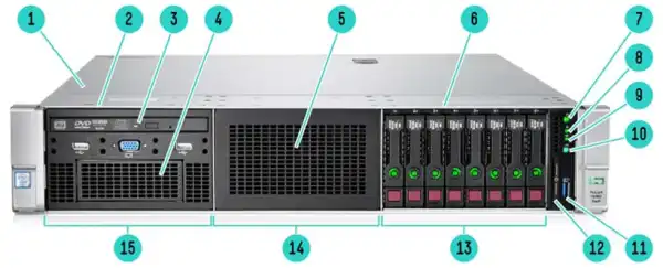 نمای جلوی سرور HP ProLiant DL380 G9 12LFF server Chassis