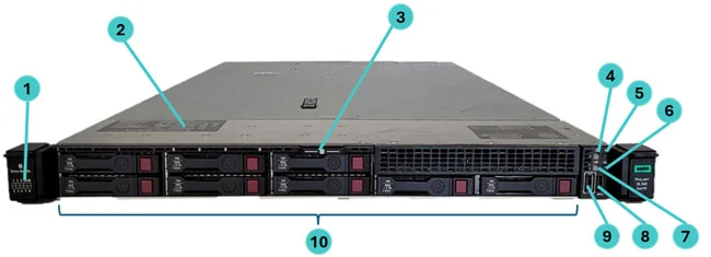 جزئیات جلوی سرور HPE ProLiant DL360 Gen10 8SFF server Chassis
